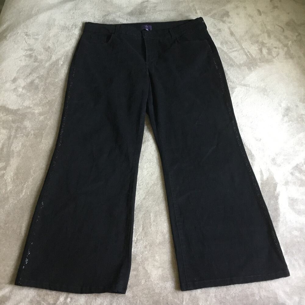Not Your Daughter's Jeans NYDJ Black Lift Tuck Technology Side Rhinestones Sz 16